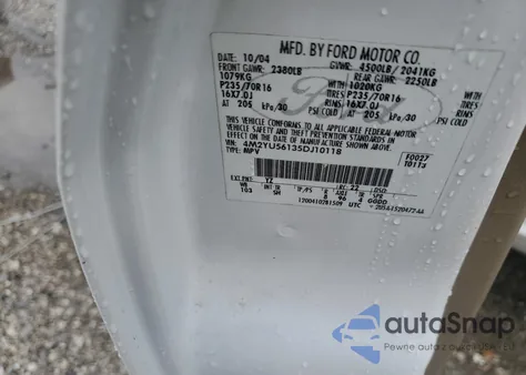 2005 Mercury Mariner z USA, uszkodzony, nr VIN 4M2YU56135DJ10118